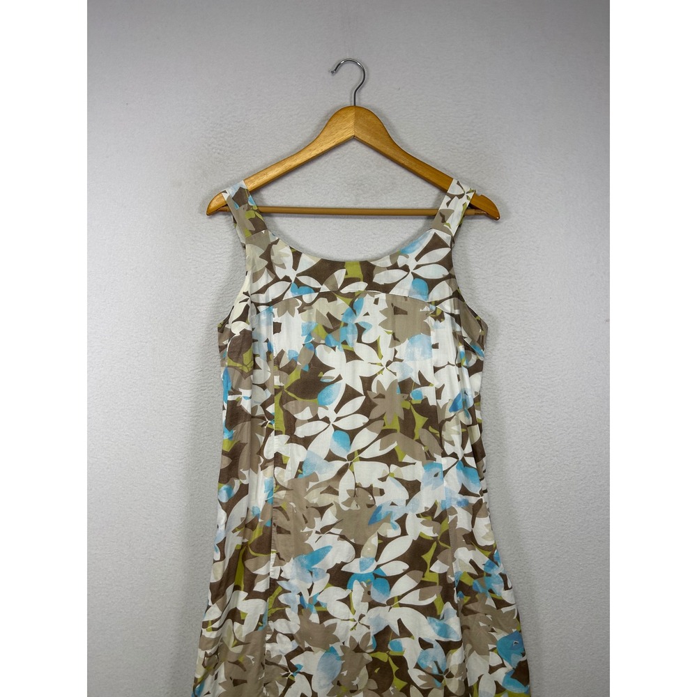 Coastal Boho J. Jill Womens 12 Blue Floral Cotton Smocked Back Midi Sundress - Picture 9 of 11